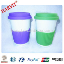 Wholesale Ceramic Travel Mug Silicone Sleeve Lid